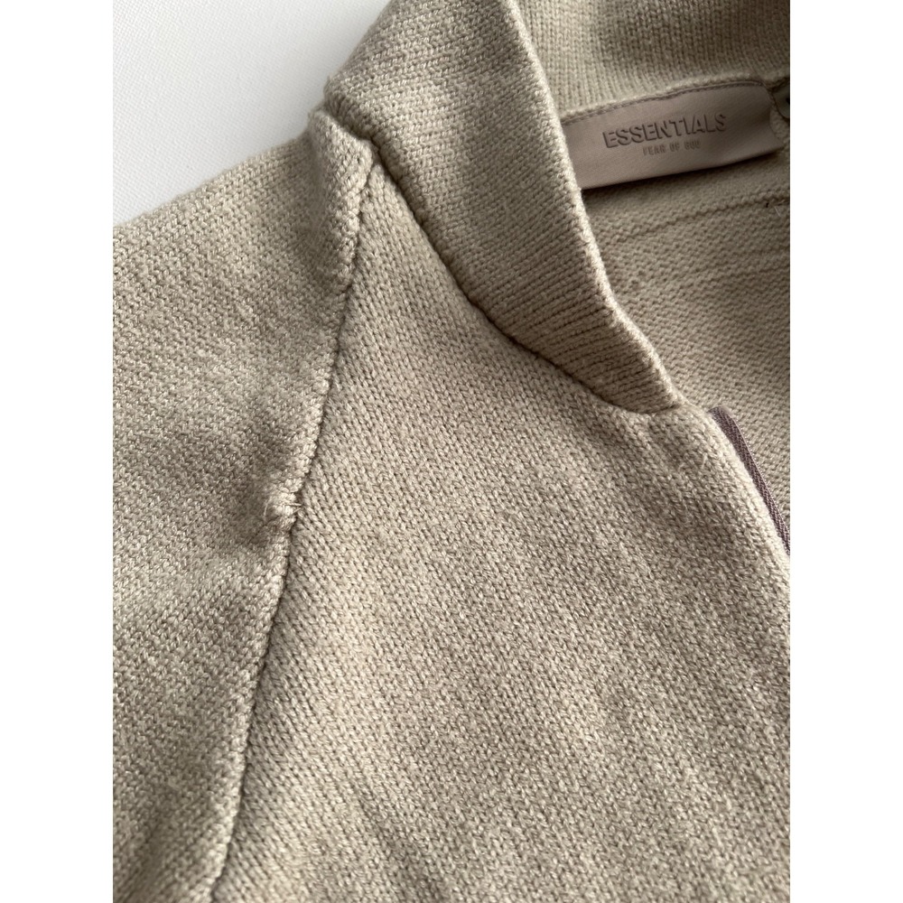 Fear of God Essentials Cardigan Womens XS Beige Zip Up Minimal Logo Cozy - Picture 13 of 13